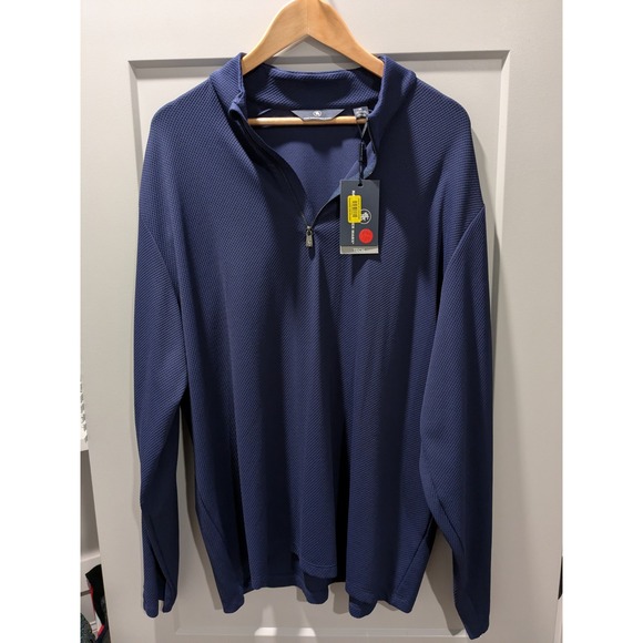 NWT $145 Hart Schaffner Marx Tech Pullover Mens XL Blue 1/4 Zip L/S‎ Shirt
